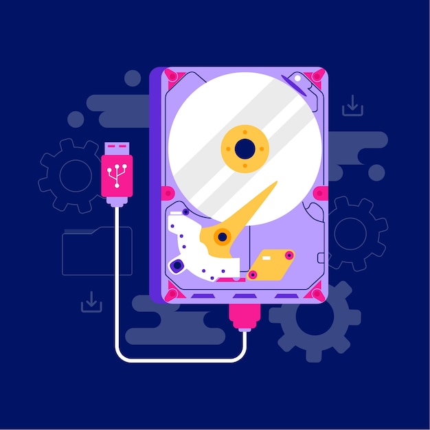 Free Vector hand drawn flat design hard drive illustration