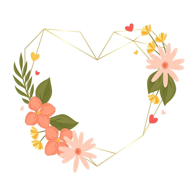 Hand drawn flat design hearts border and frame