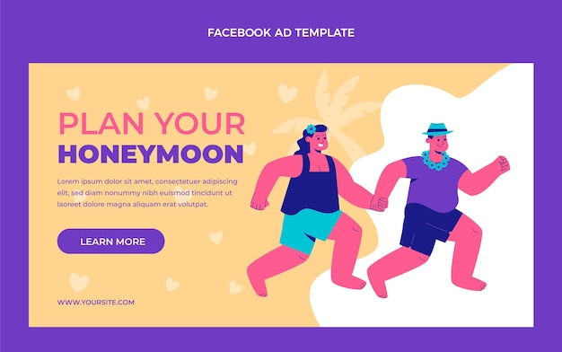 Hand drawn flat design honeymoon template