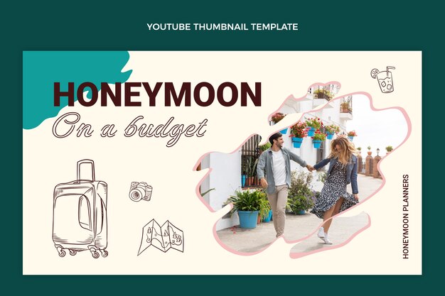 Hand drawn flat design honeymoon template