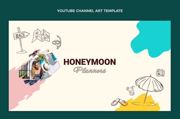 Hand drawn flat design honeymoon template