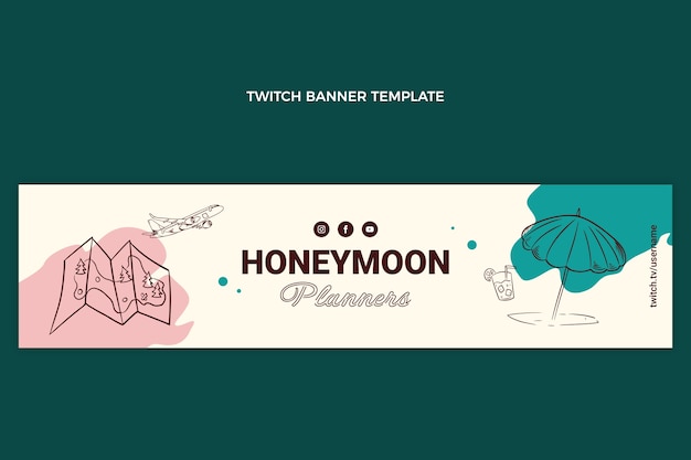 Hand drawn flat design honeymoon template