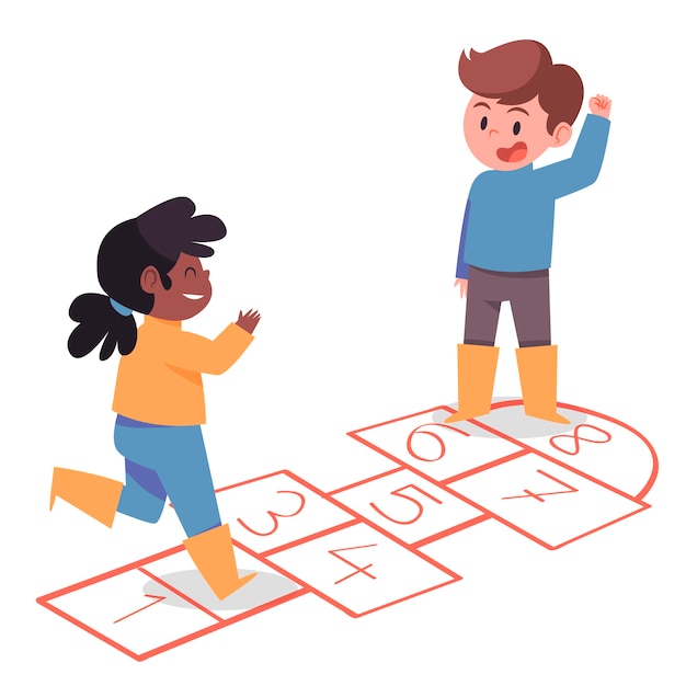 Free Vector hand drawn flat design hopscotch game