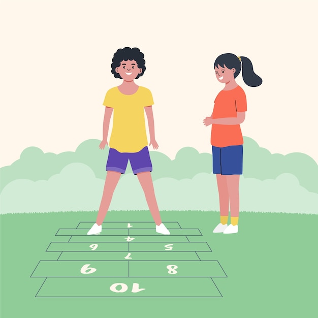 Hand drawn flat design hopscotch game