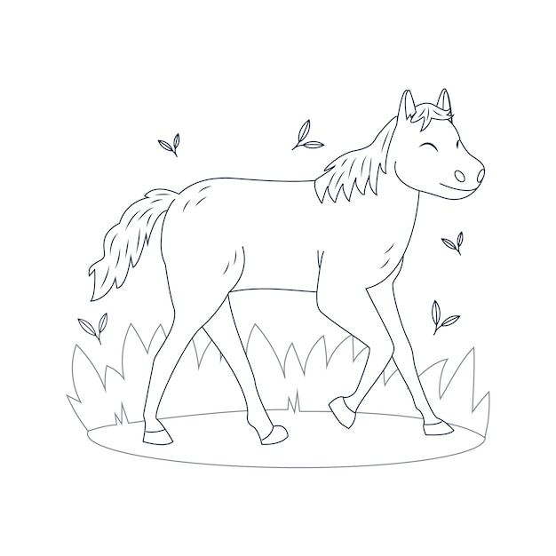 Free Vector hand drawn flat design horse outline