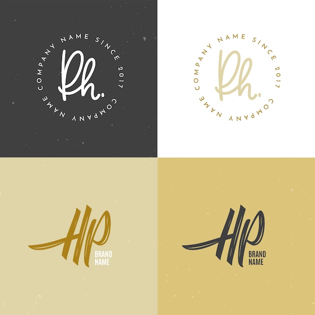 Hand drawn flat design hp and ph logo template