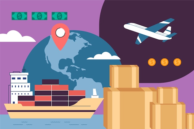 Free Vector hand drawn flat design international trade