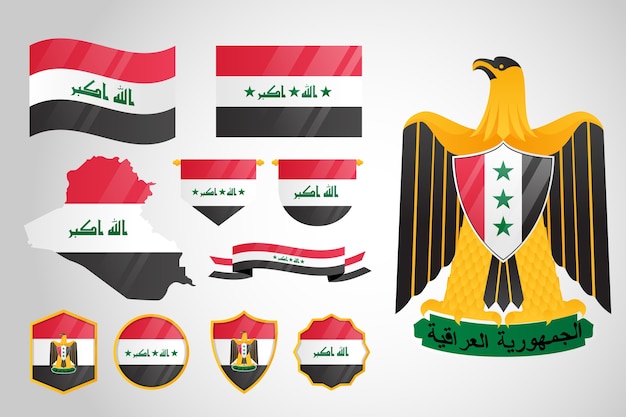 Free Vector hand drawn flat design iraq national emblems