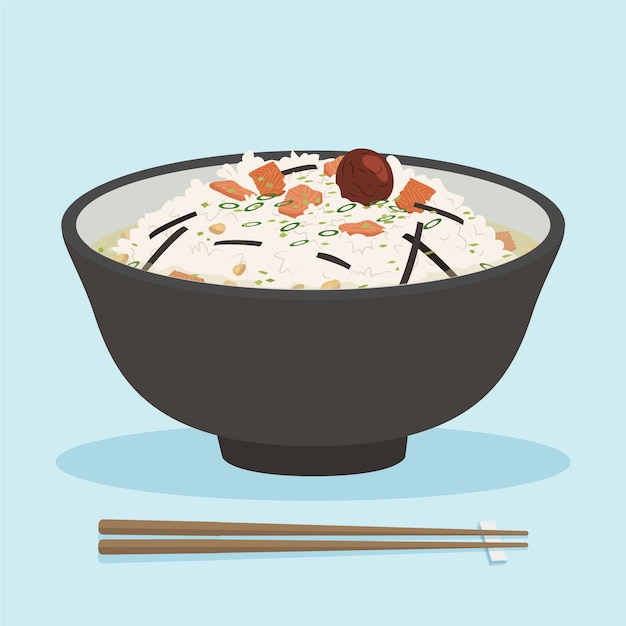 Hand drawn flat design japan food illustration