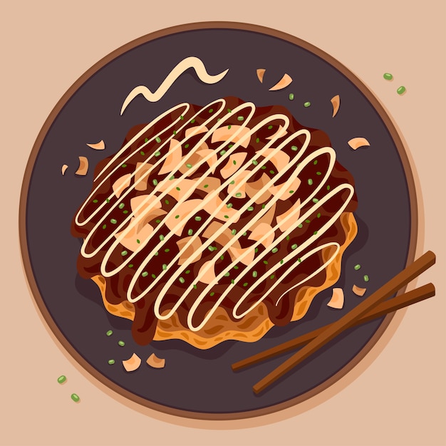 Hand drawn flat design japan food illustration