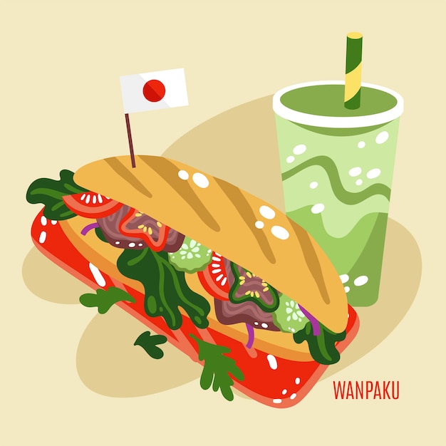 Free vector hand drawn flat design japan food illustration