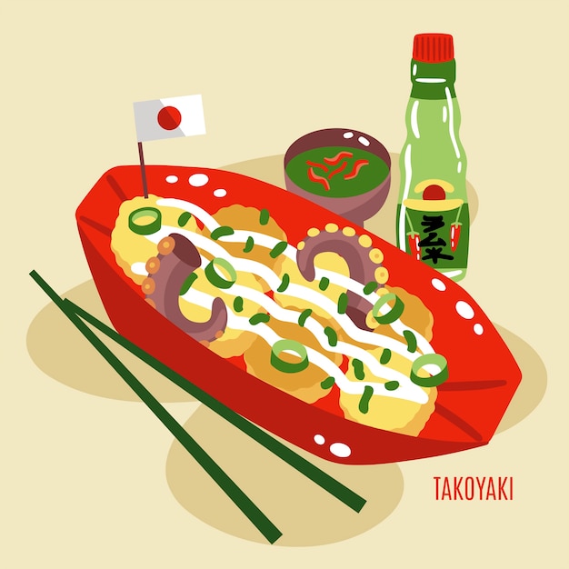 Free Vector hand drawn flat design japan food illustration