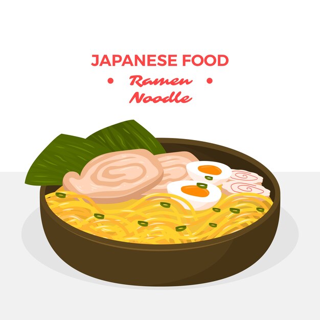 Hand drawn flat design japan food