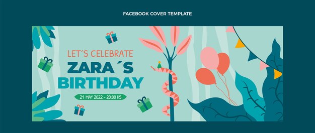 Hand drawn flat design jungle birthday party