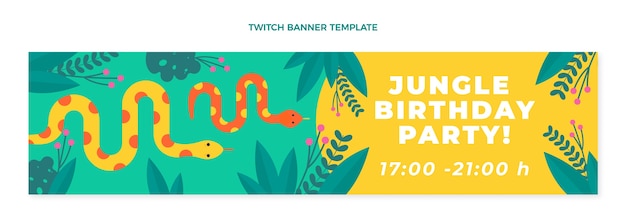 Hand drawn flat design jungle birthday party