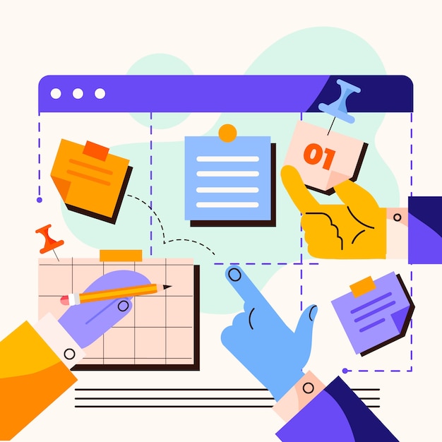 Hand drawn flat design kanban illustration