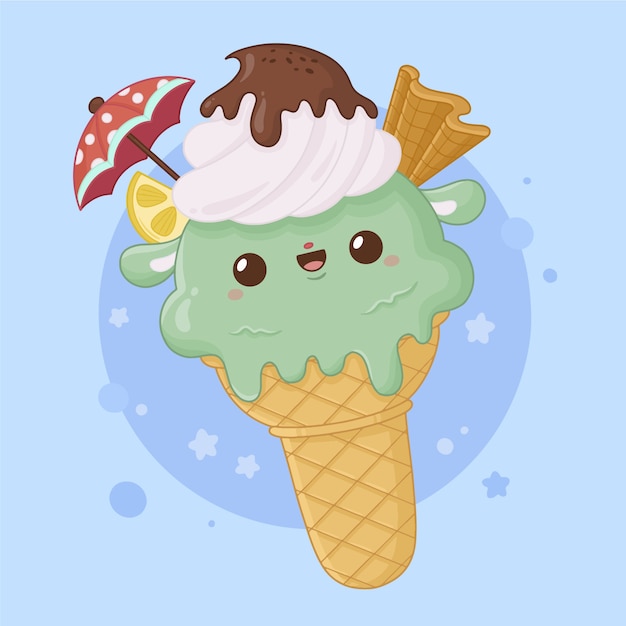 Free Vector hand drawn flat design kawaii foods illustration