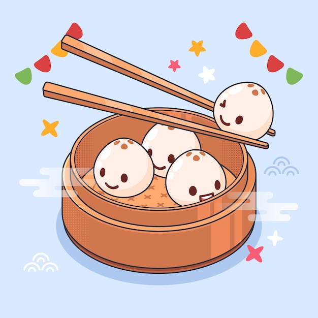 Free Vector hand drawn flat design kawaii illustration