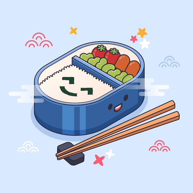 Hand drawn flat design kawaii illustration