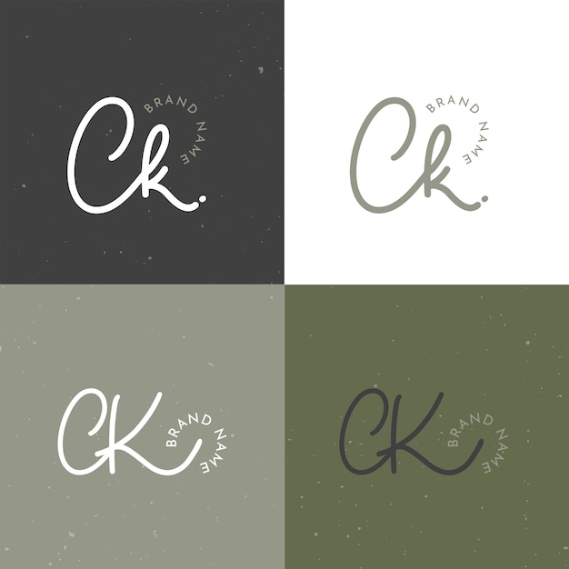 Free vector hand drawn flat design kc or ck logo template