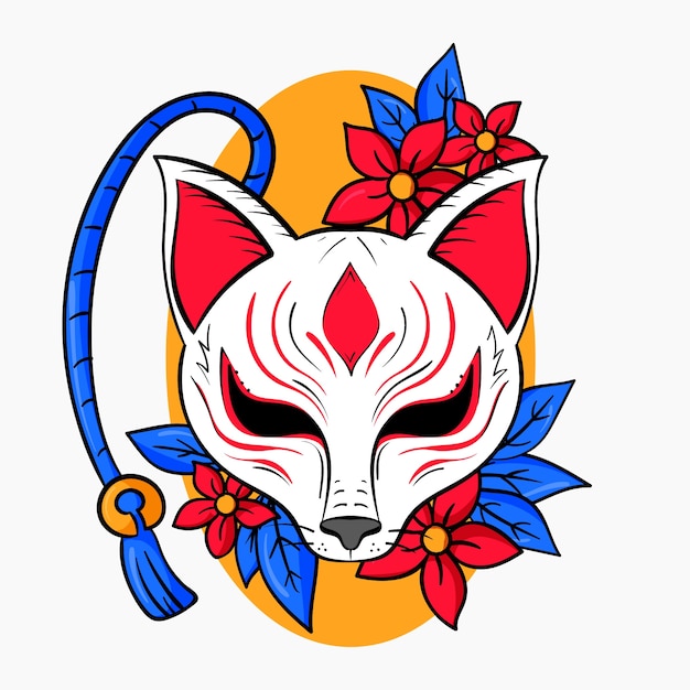 Free Vector hand drawn flat design kitsune illustration