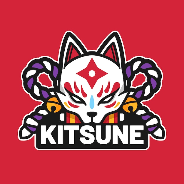 Free Vector hand drawn flat design kitsune logo template