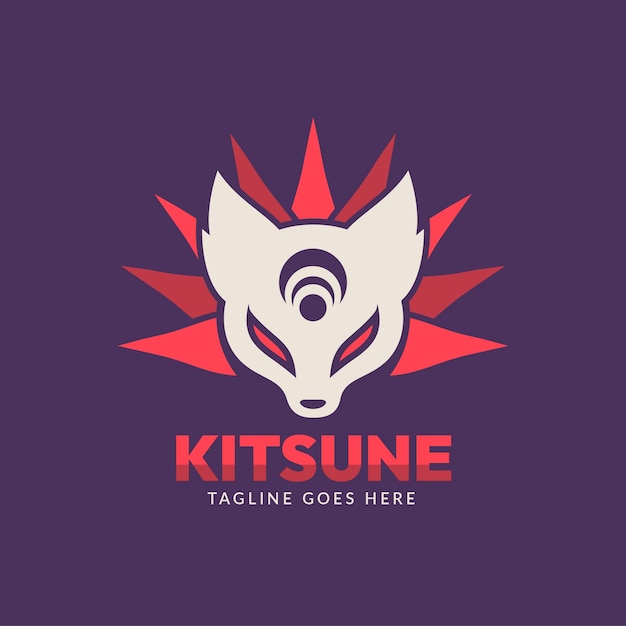 Free Vector hand drawn flat design kitsune logo