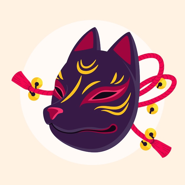 Free vector hand drawn flat design kitsune mask illustration