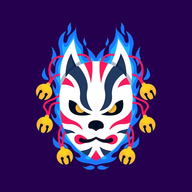 Free Vector hand drawn flat design kitsune mask illustration