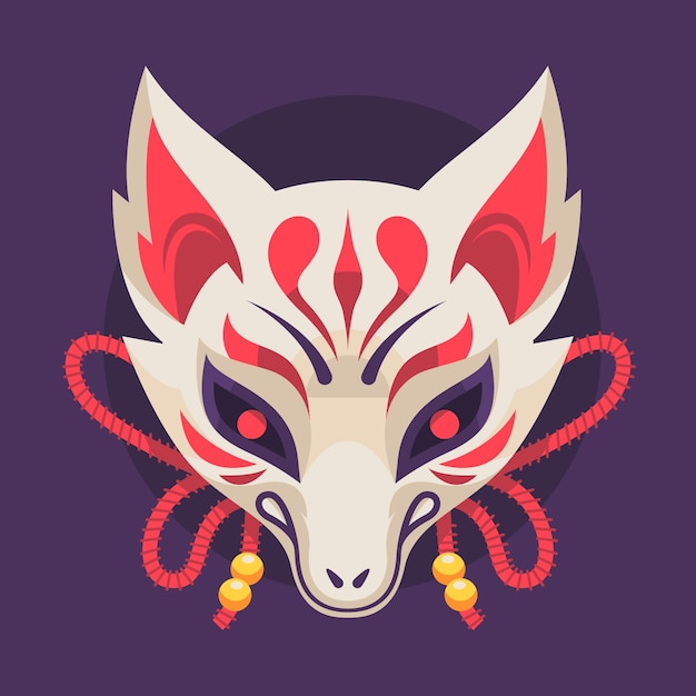 Free Vector hand drawn flat design kitsune mask illustration