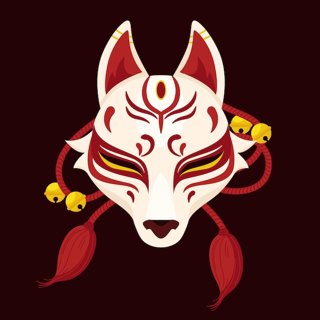 Free vector hand drawn flat design kitsune mask illustration