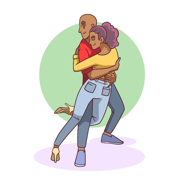 Hand drawn flat design kizomba illustration