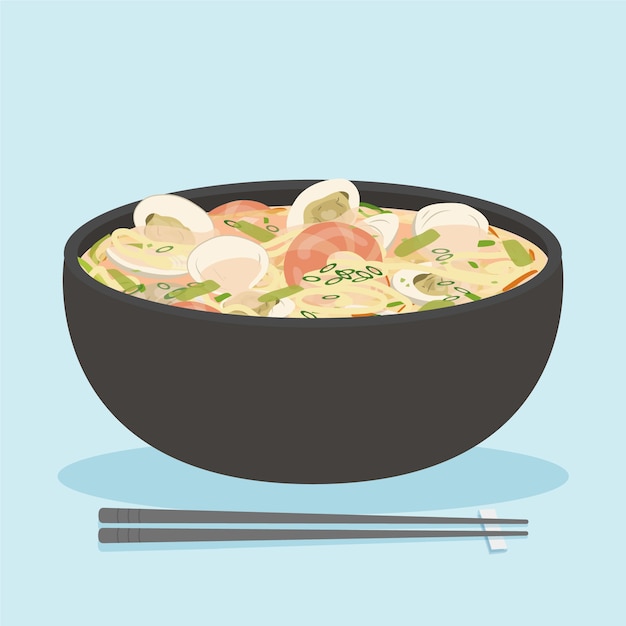 Hand drawn flat design korean food illustration