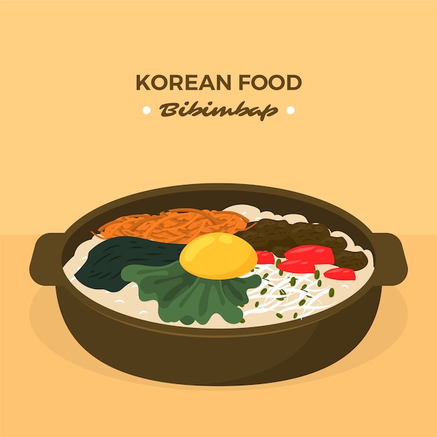 Free Vector hand drawn flat design korean food illustration