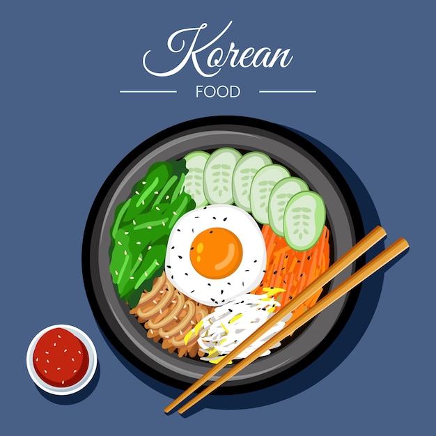 Free Vector hand drawn flat design korean food illustration