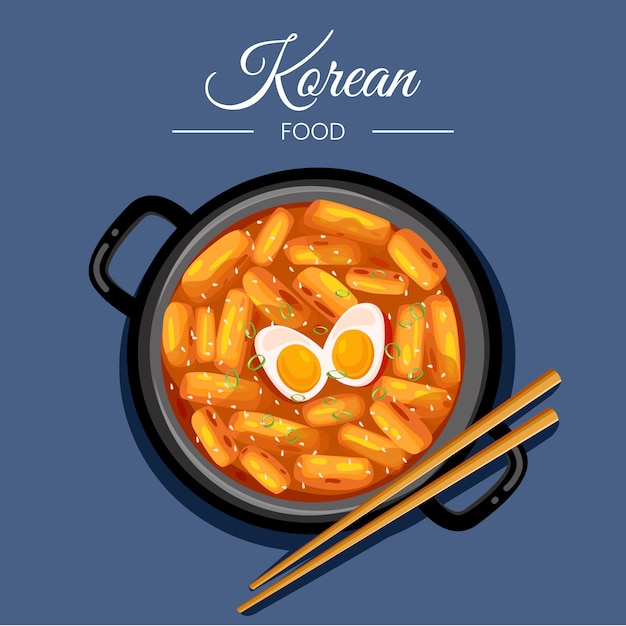 Free Vector hand drawn flat design korean food illustration