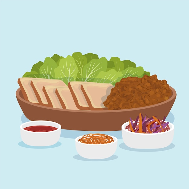 Free Vector hand drawn flat design korean food illustration