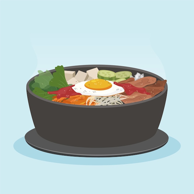 Free vector hand drawn flat design korean food