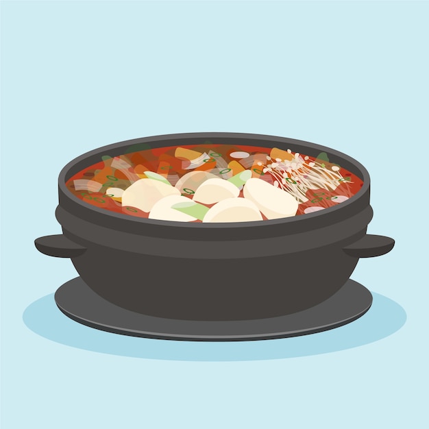 Free Vector hand drawn flat design korean food