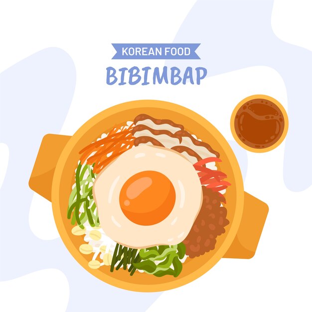 Hand drawn flat design korean food