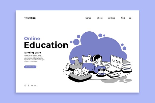 Hand drawn flat design landing page design