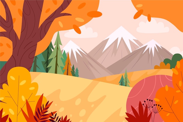 Hand drawn flat design landscape