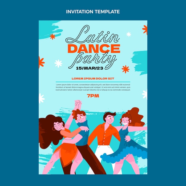 Free Vector hand drawn flat design latin dance party template