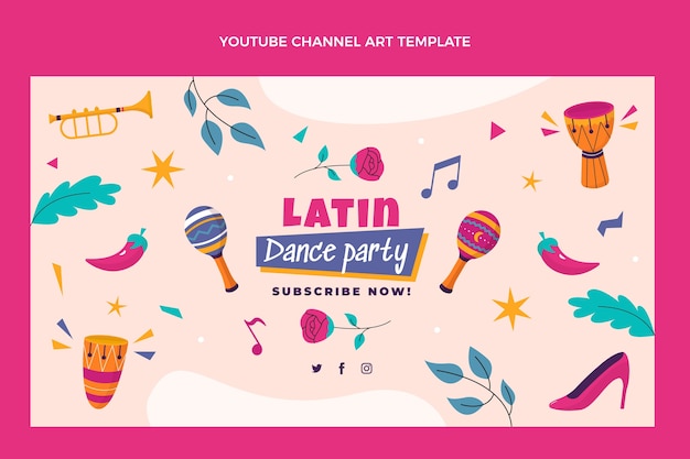 Hand drawn flat design latin dance party template