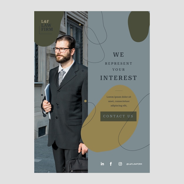 Hand drawn flat design law firm poster