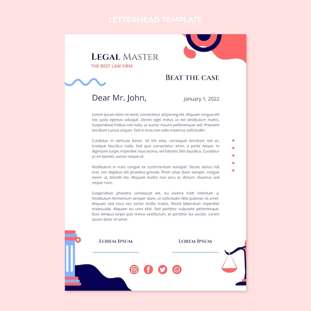 Hand drawn flat design law firm template