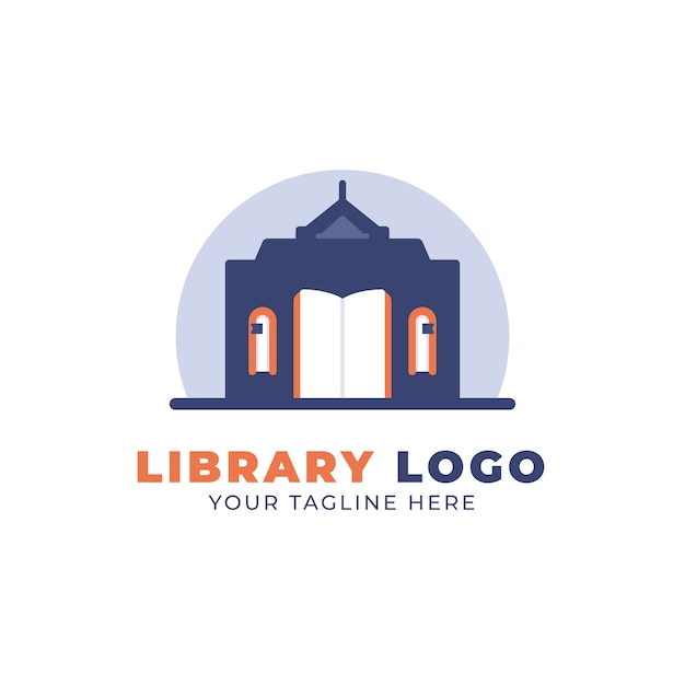 Hand drawn flat design library logo template