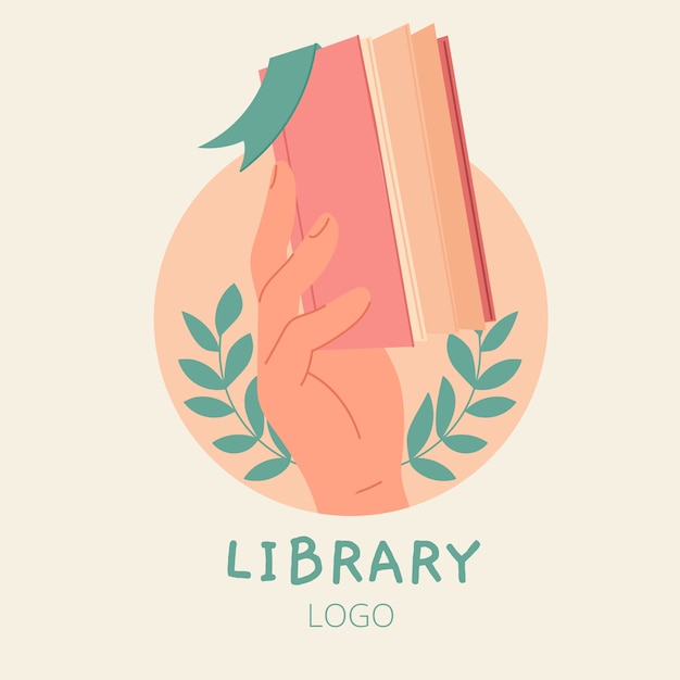 Hand drawn flat design library logo