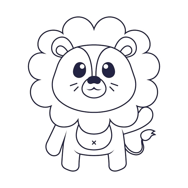 Hand drawn flat design lion outline