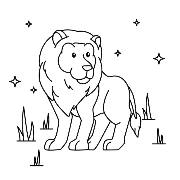 Free vector hand drawn flat design lion outline